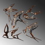 Wallity Birds-2 Escultura de Pared de Metal Multicolor